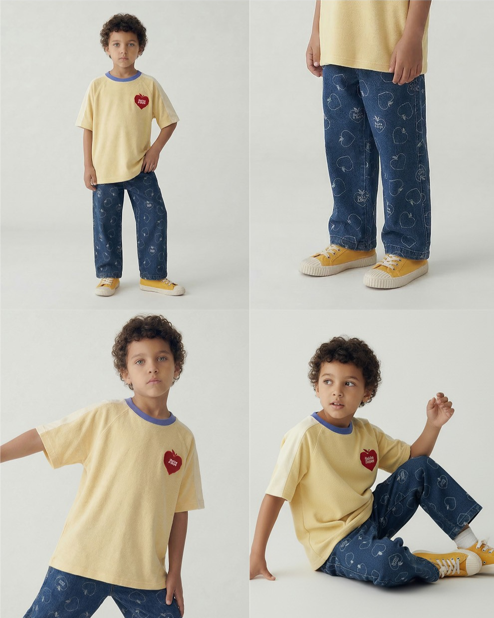 Yellow Bubble Apple Terry Mid Sleeve