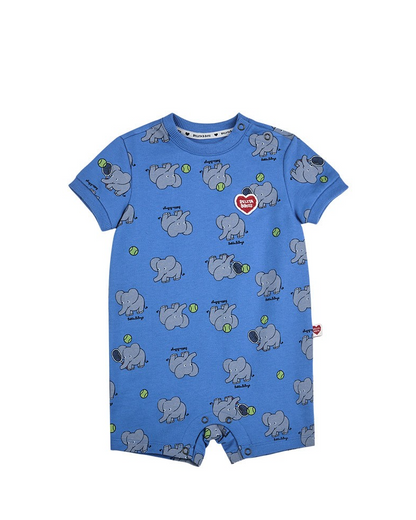 BABY Blue Elephant Pattern Short Jumpsuit