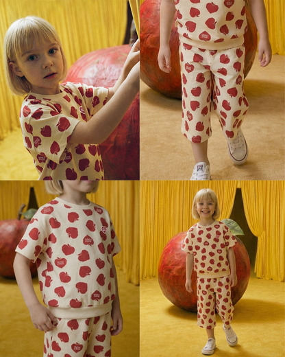 [SET] Red Bubble Apple Pattern Crop