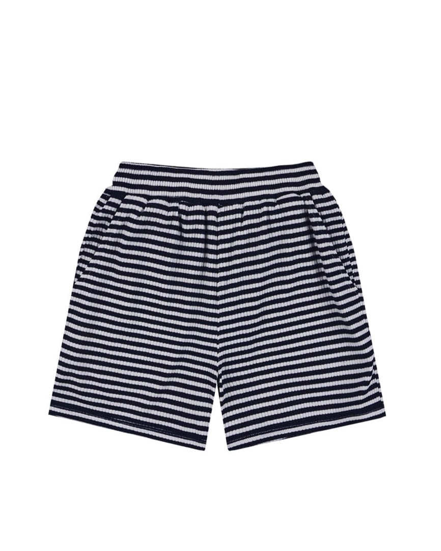[SET] Navy BB Heart Stripe Sleeveless Shorts