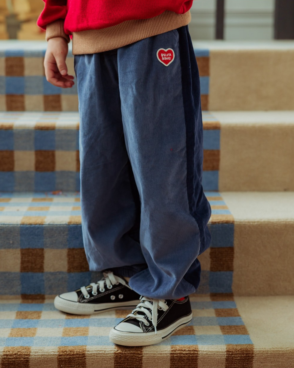 Blue Color Block Corduroy Jogger