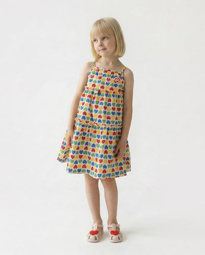 GIRL Cream Rainbow Heart Polysucker Dress