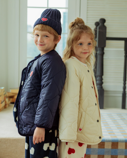 Navy BB Heart Pattern Reversible Jumper