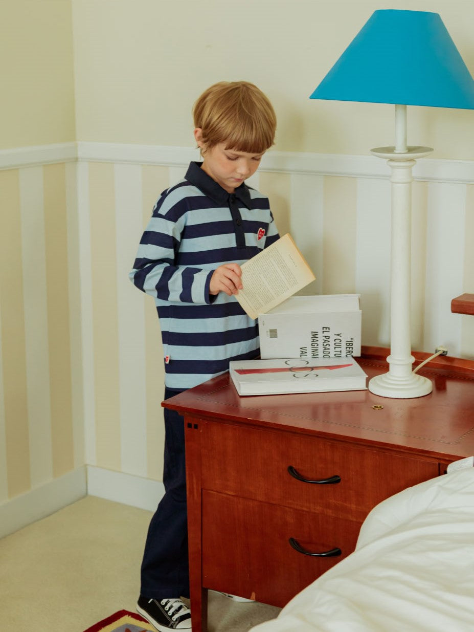 Navy BB Heart Stripe Rugby Shirt