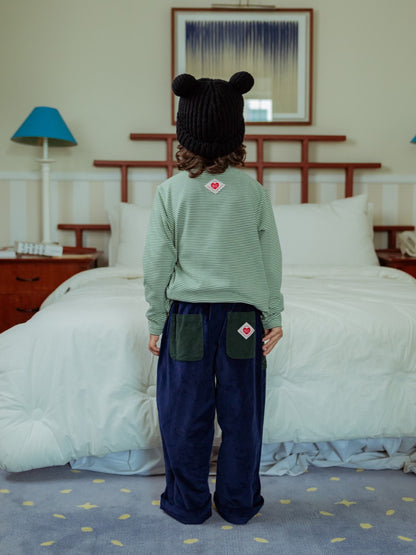 Green BB Heart Stripe High Neck Long Sleeve