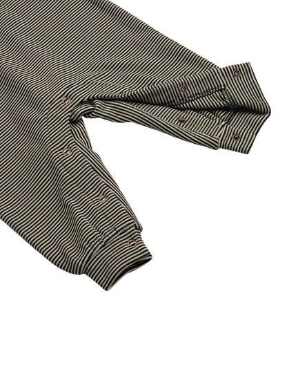 [BABY SET] Black Stripe Brushed Jumpsuit & Bib & Bonnet