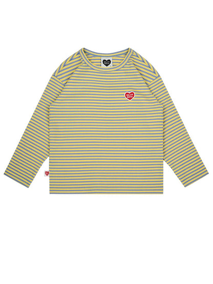 Light Blue BB Heart Stripe Rib Long Sleeve