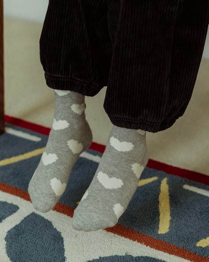 Grey BB Heart Pattern Socks