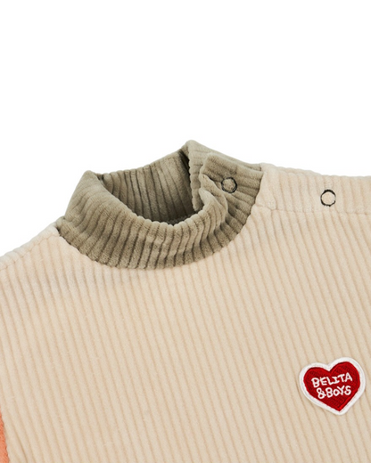 BABY Beige Color Block Velour Jumpsuit