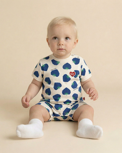BABY Navy Berry Pattern Short Jumpsuit