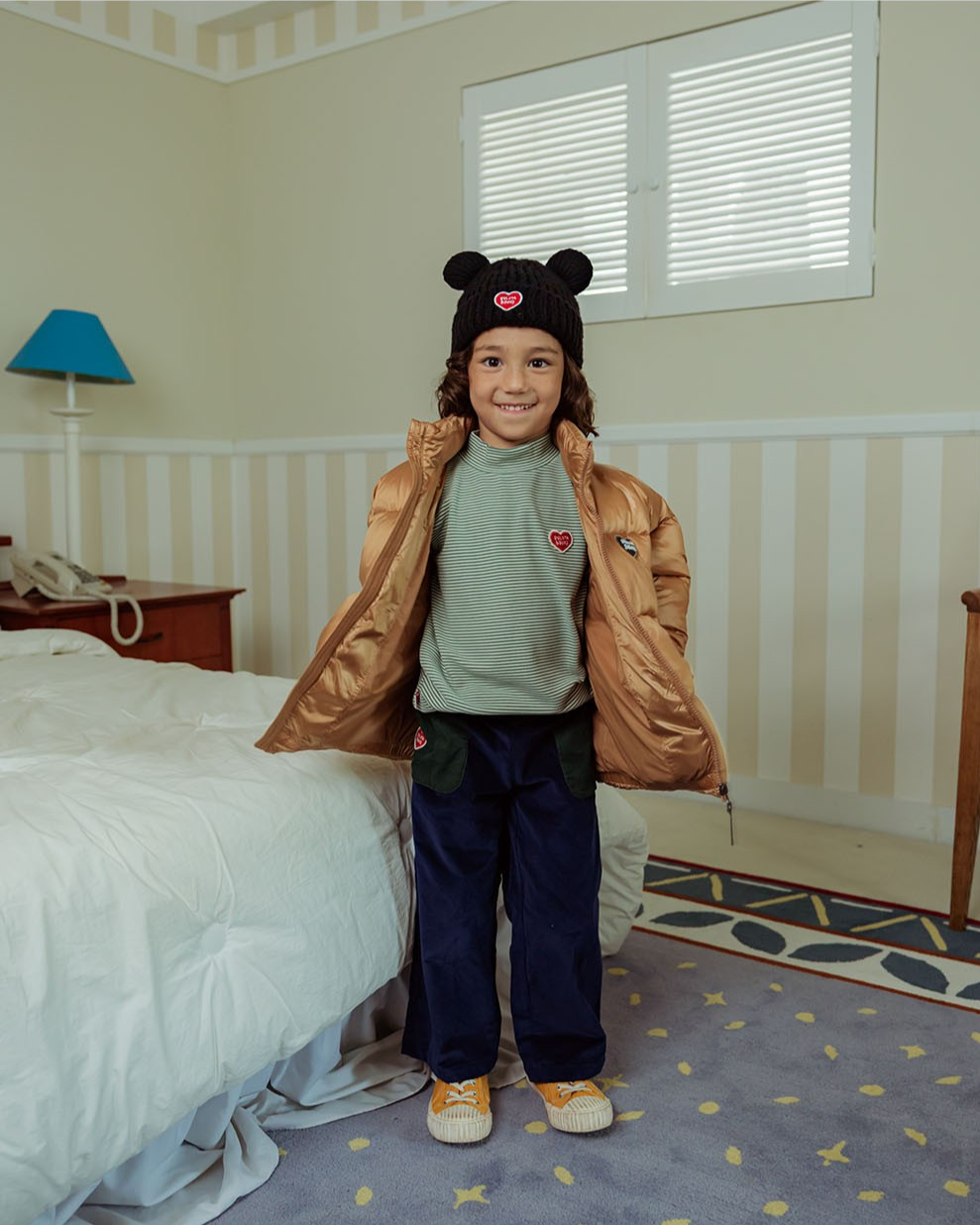 Beige BB Heart Basic Puffer Jumper