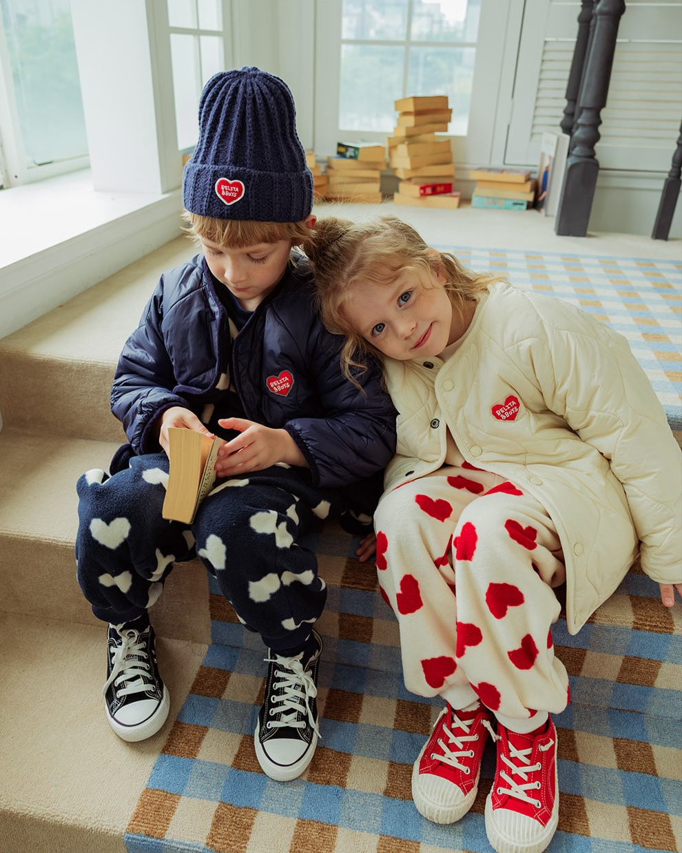Navy BB Heart Short Beanie