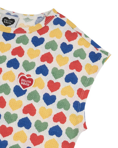 [SET] Cream Rainbow Heart Mesh Sleeveless Shorts