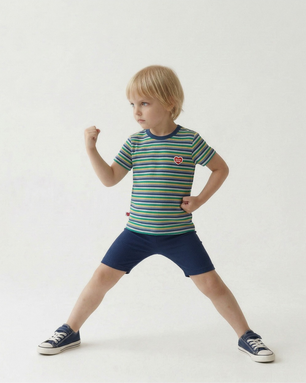 [SET] Blue Colorful Stripe Short One Mile