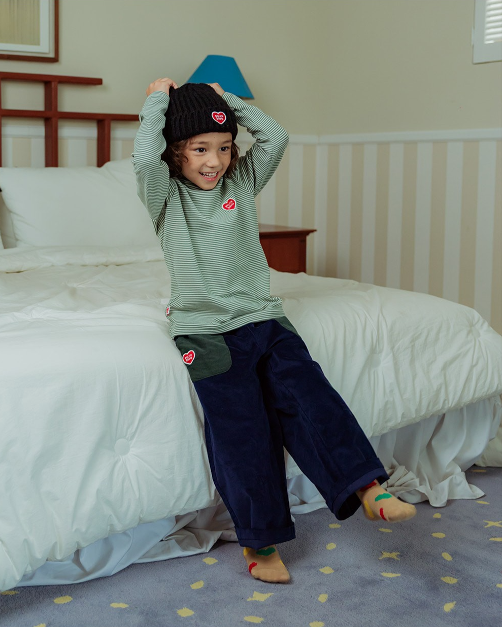 Black BB Heart Bear Beanie