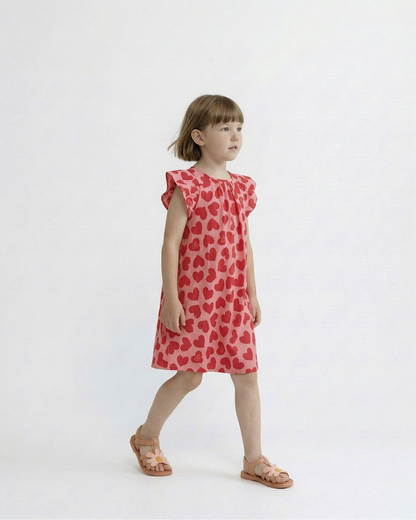 GIRL Pink BB Heart Pattern Polysucker Dress