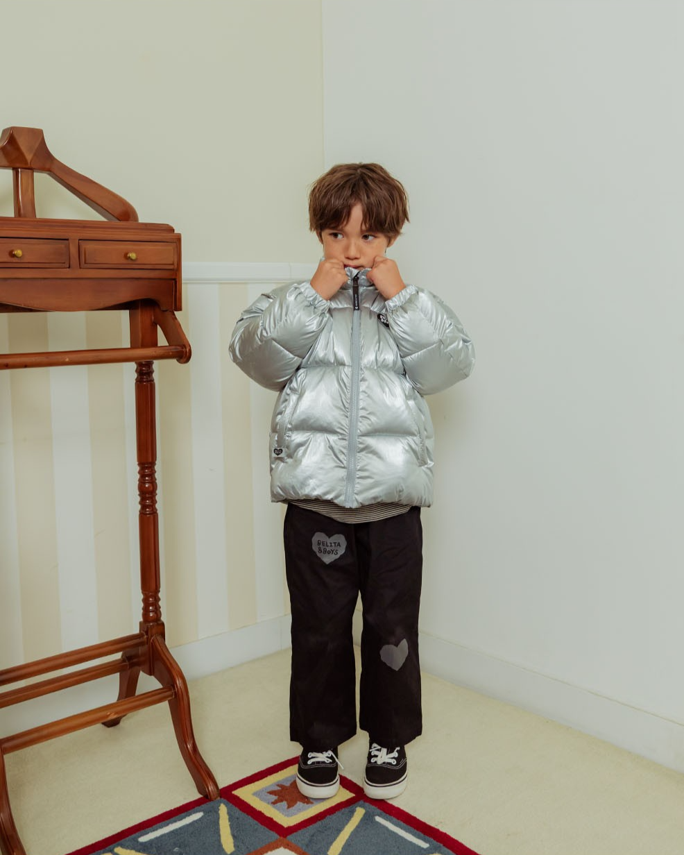 Satin Silver BB Heart Puffer Jumper