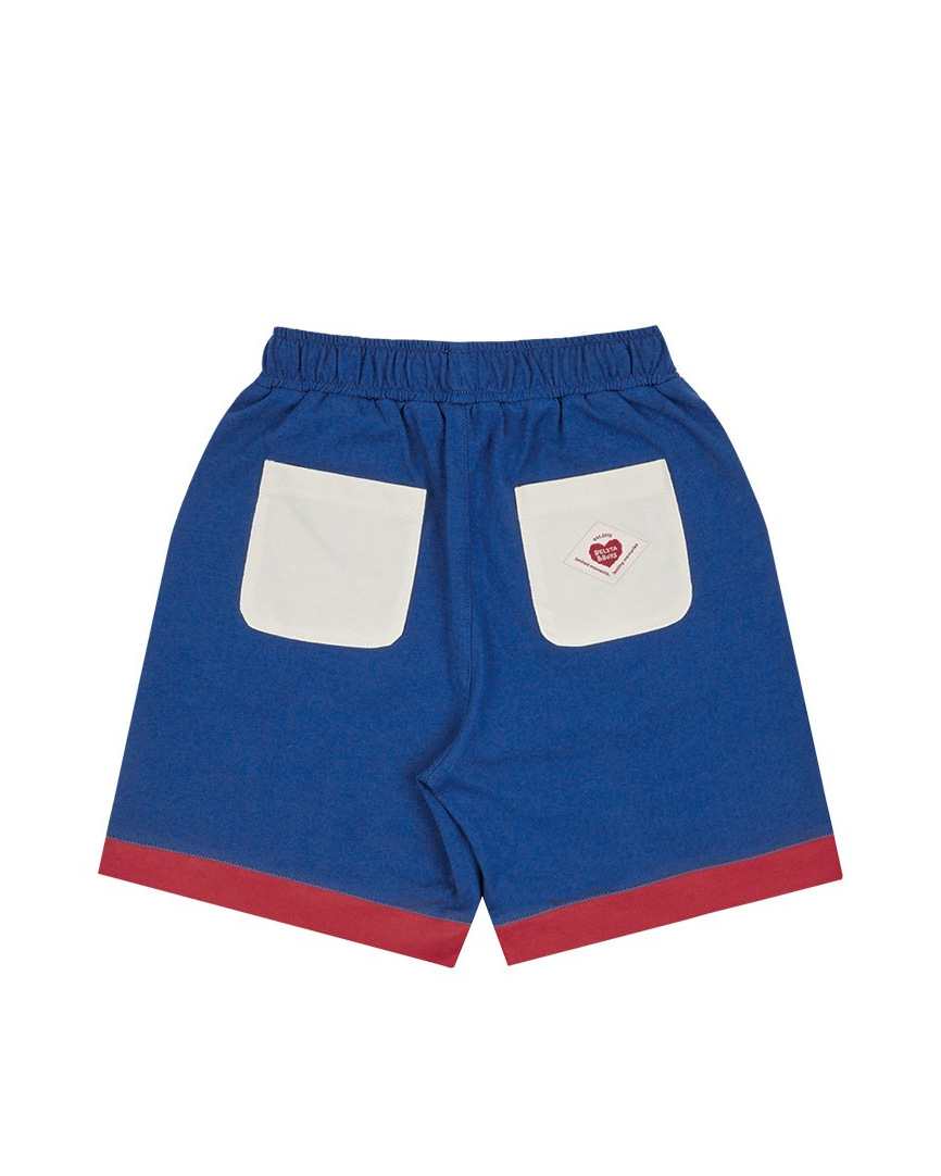 [SET] Cream Cowboy Color Block Collar Shirt & Shorts