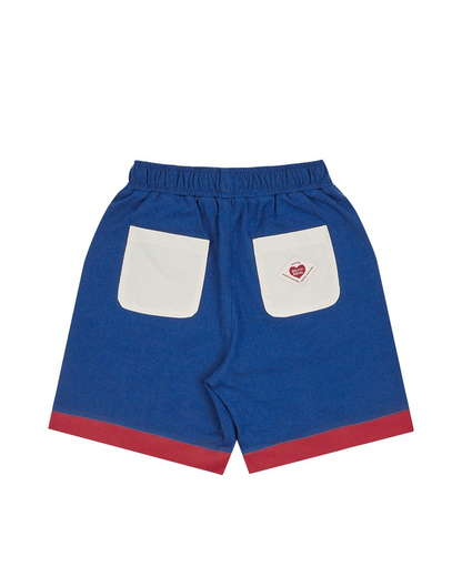[SET] Cream Cowboy Color Block Collar Shirt & Shorts