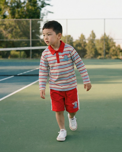 Light Blue Tennis Multi Stripe Rugby Shirt