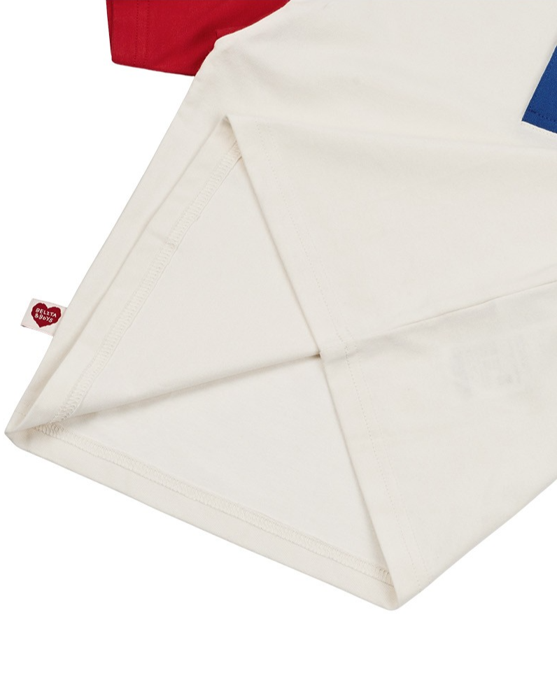 [SET] Cream Cowboy Color Block Collar Shirt & Shorts