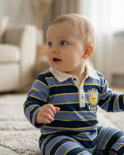 BABY Navy Sun Multi Stripe Collar Jumpsuit