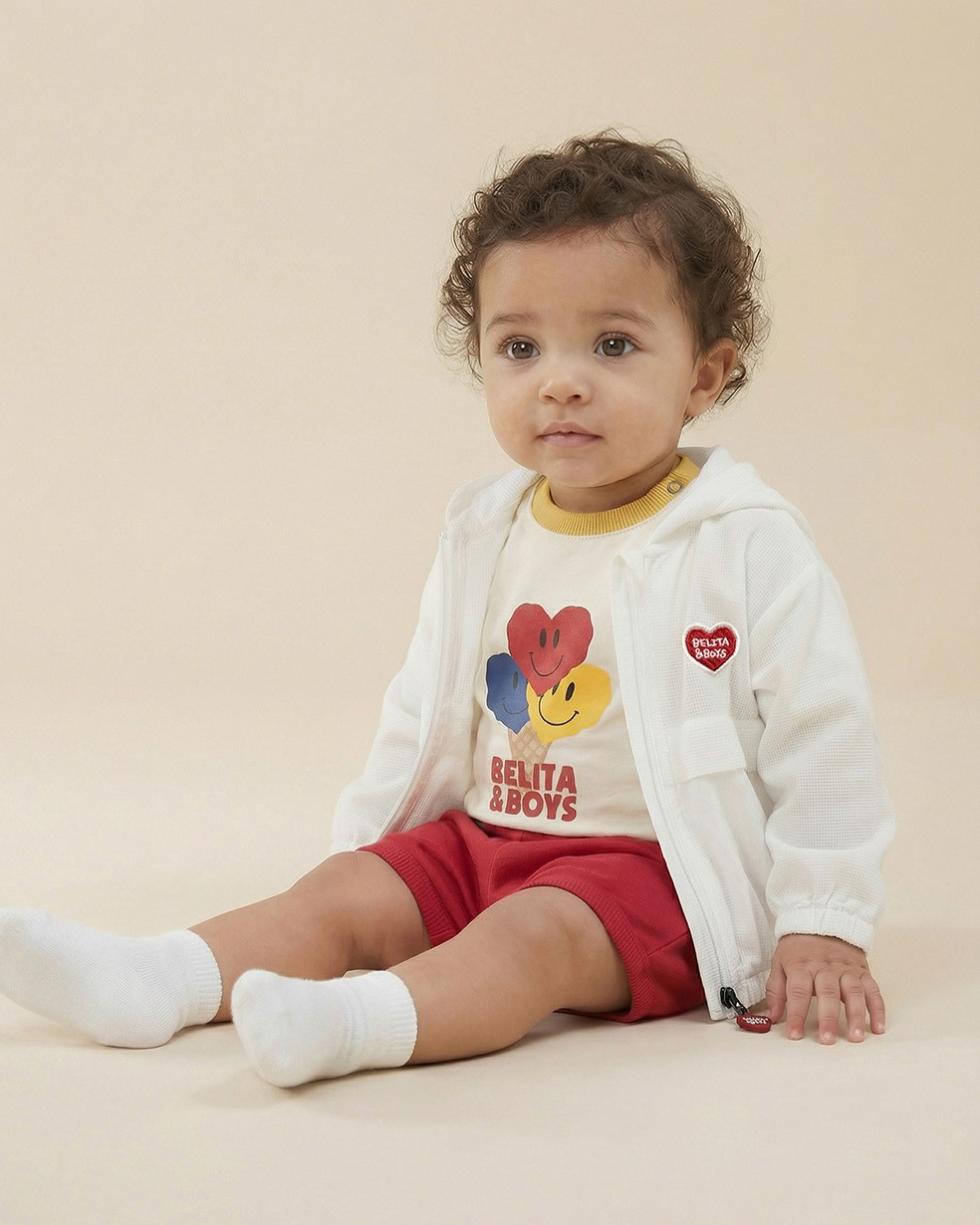 BABY White BB Heart Hooded Windbreaker