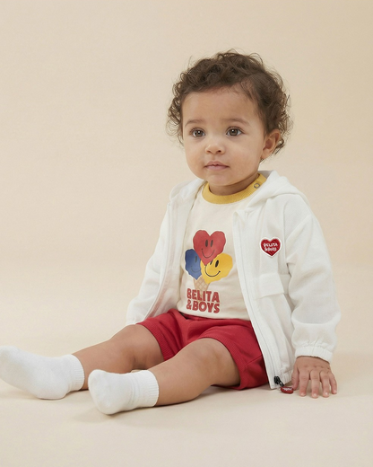 BABY White BB Heart Hooded Windbreaker