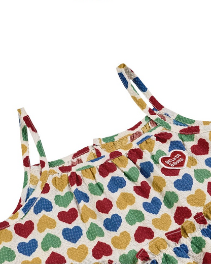 GIRL Cream Rainbow Heart Polysucker Dress