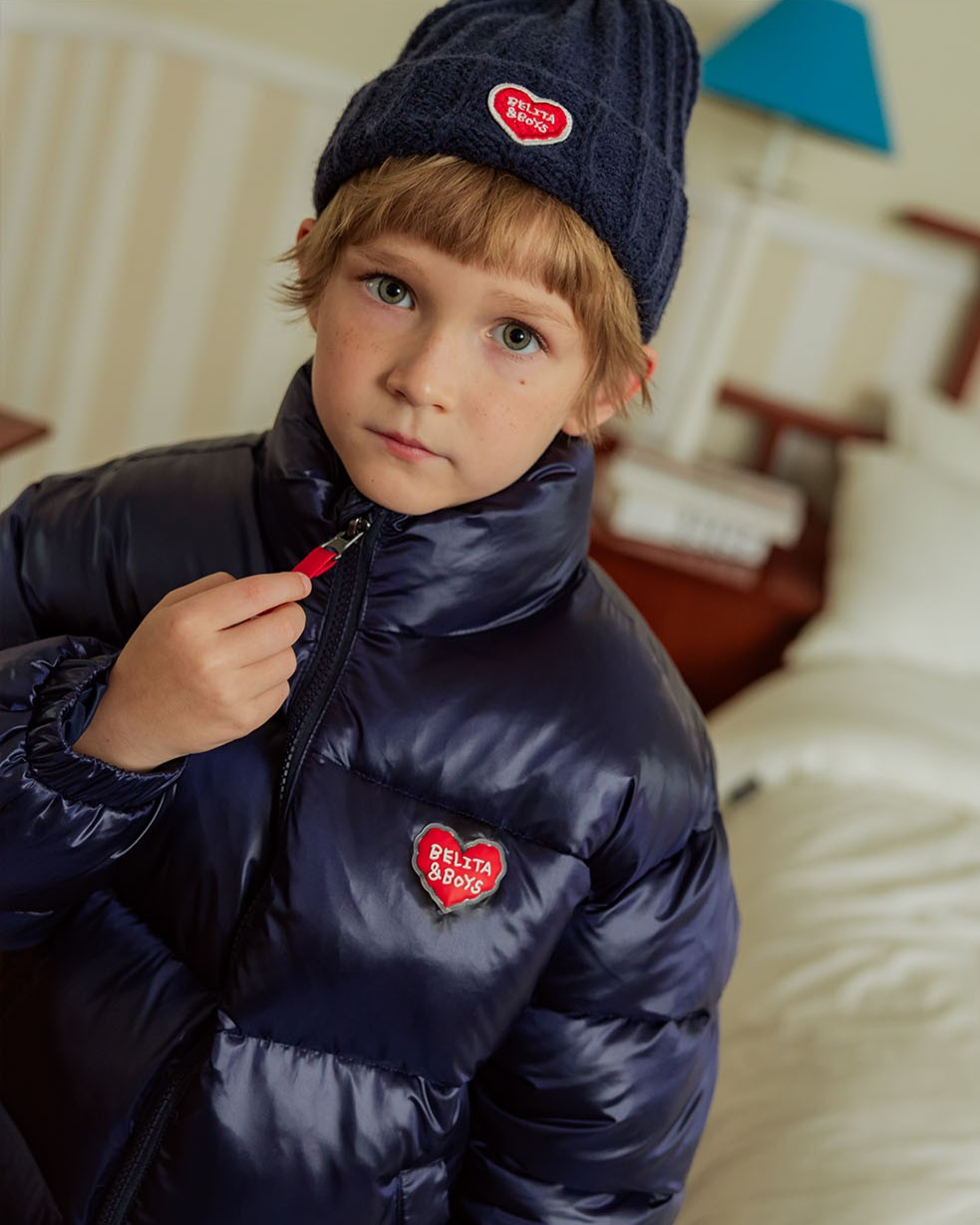 Navy BB Heart Basic Puffer Jumper