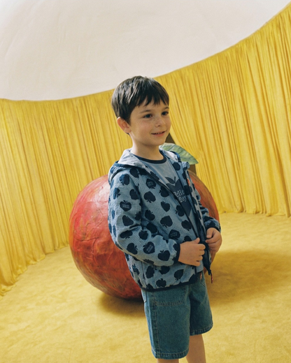 Navy Bubble Apple Pattern Windbreaker