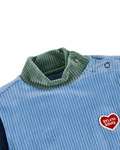 BABY Light Blue Color Block Velour Jumpsuit