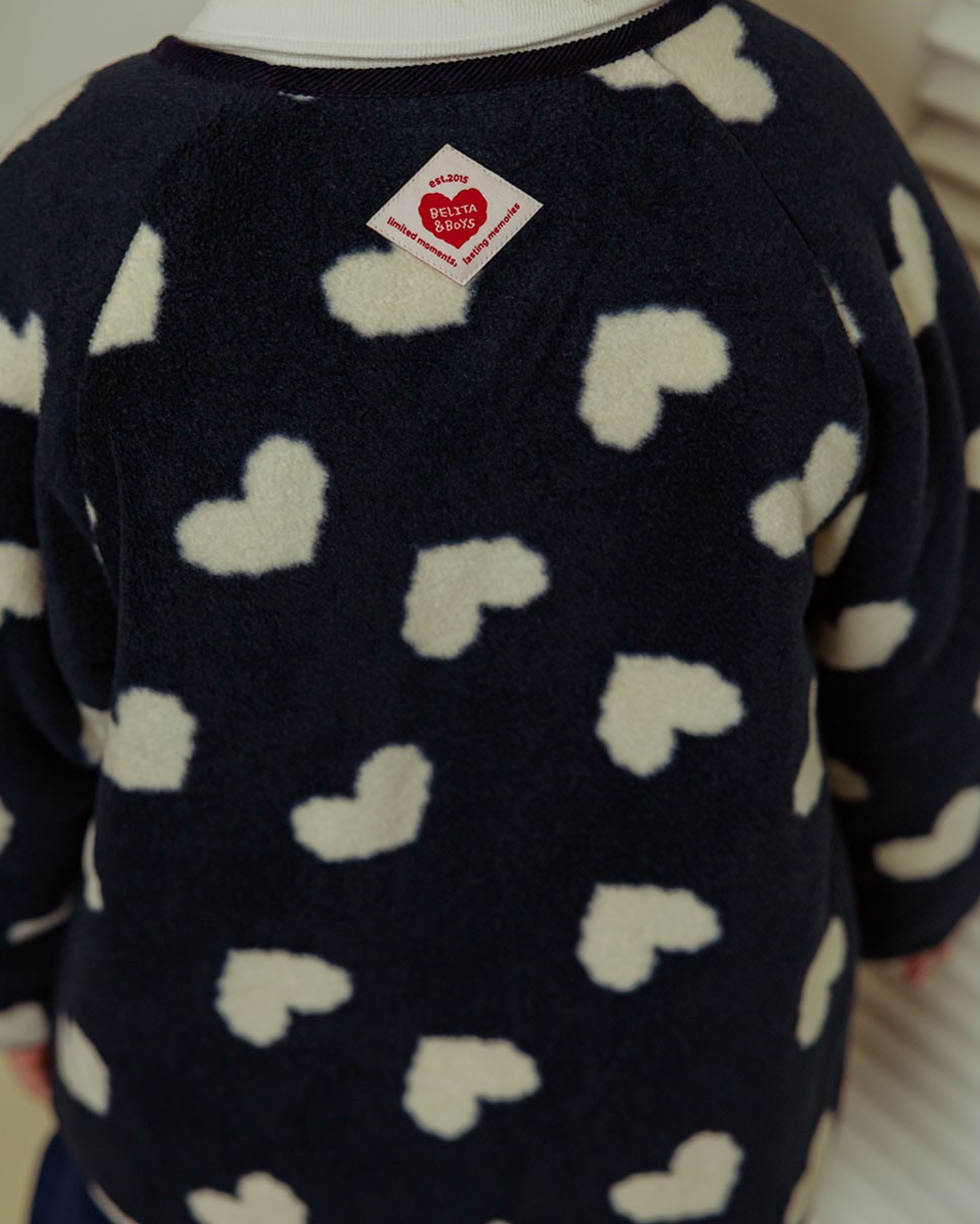 Navy BB Heart Pattern Reversible Jumper