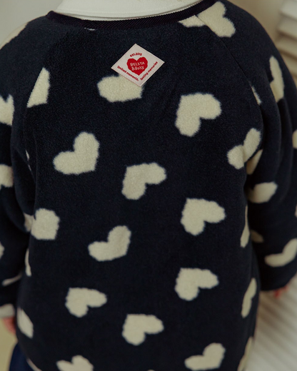 Navy BB Heart Pattern Reversible Jumper