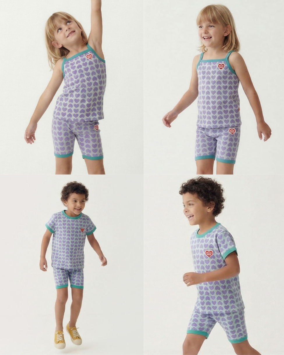 Violet BB Heart Pattern One Mile Shorts