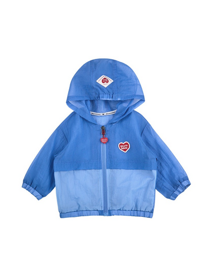 BABY Blue BB Heart Hooded Windbreaker