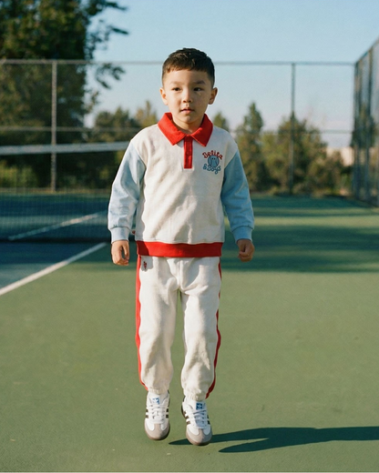 [SET] Ivory Tennis Color Block Collar Jogger