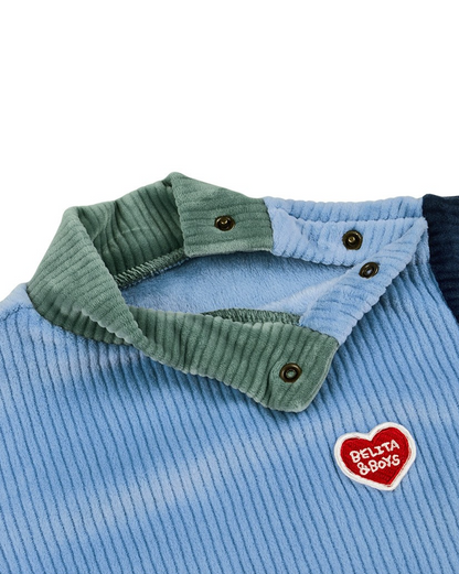 BABY Light Blue Color Block Velour Jumpsuit