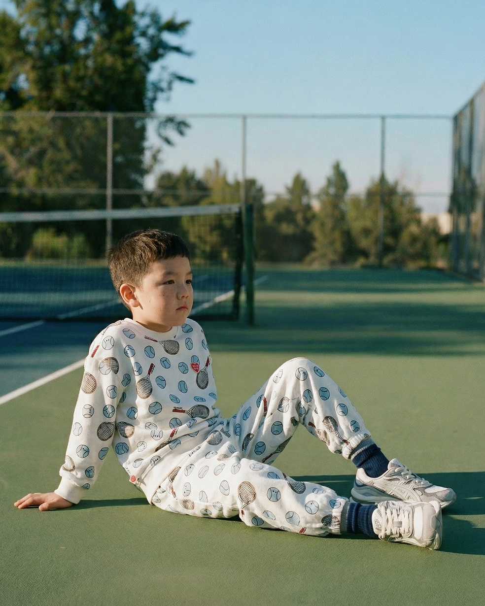 [SET] Ivory Tennis Pattern Jogger