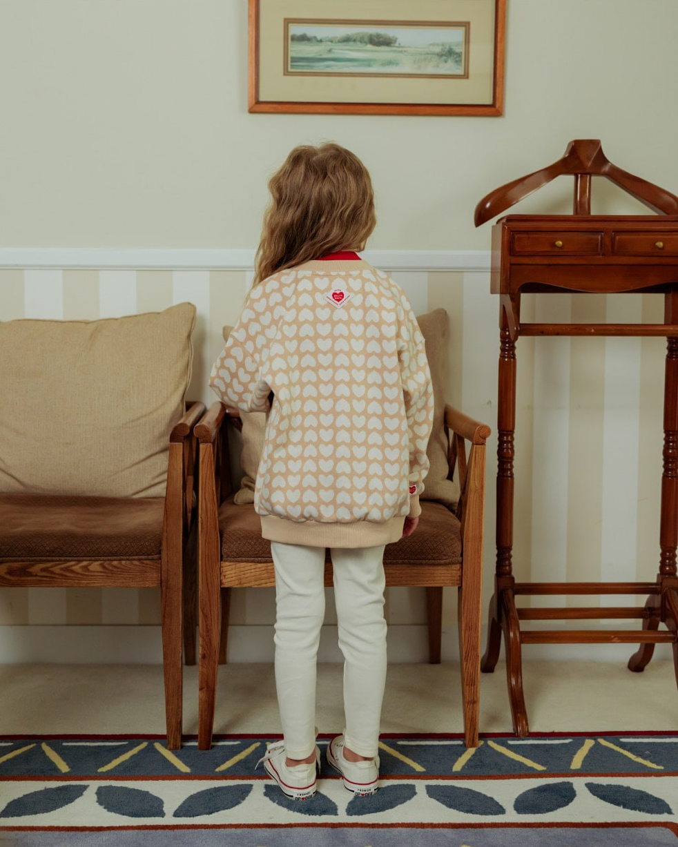 Cream Double Heart Leggings