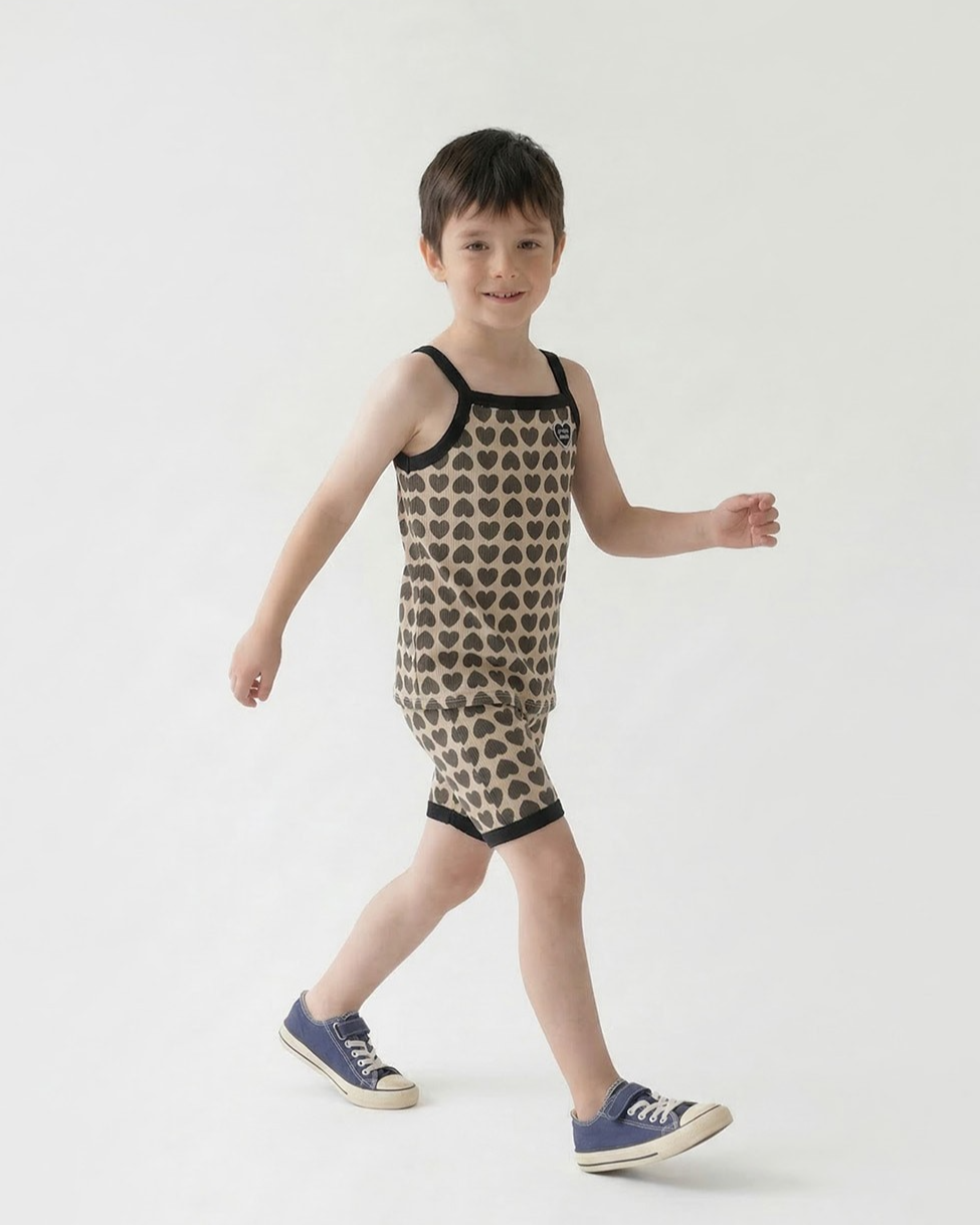 Charcoal BB Heart Pattern One Mile Sleeveless