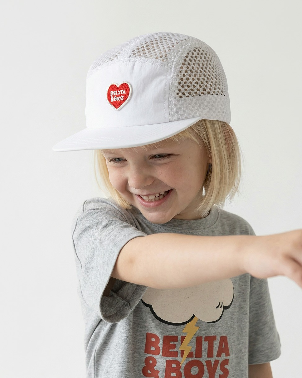 White BB Heart Mesh Camp Cap