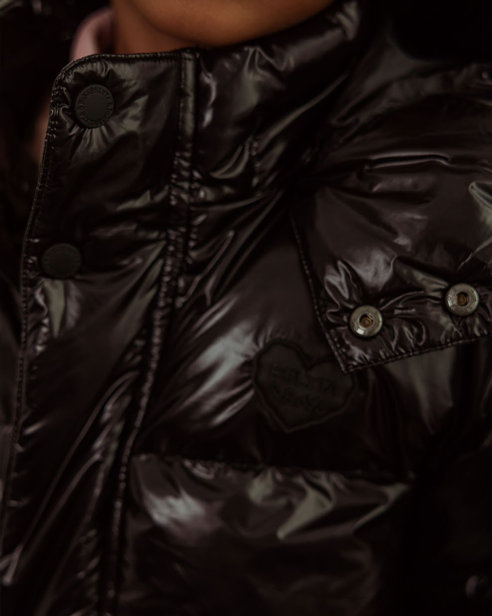 Black Glossy Duck Down Hooded Jumper