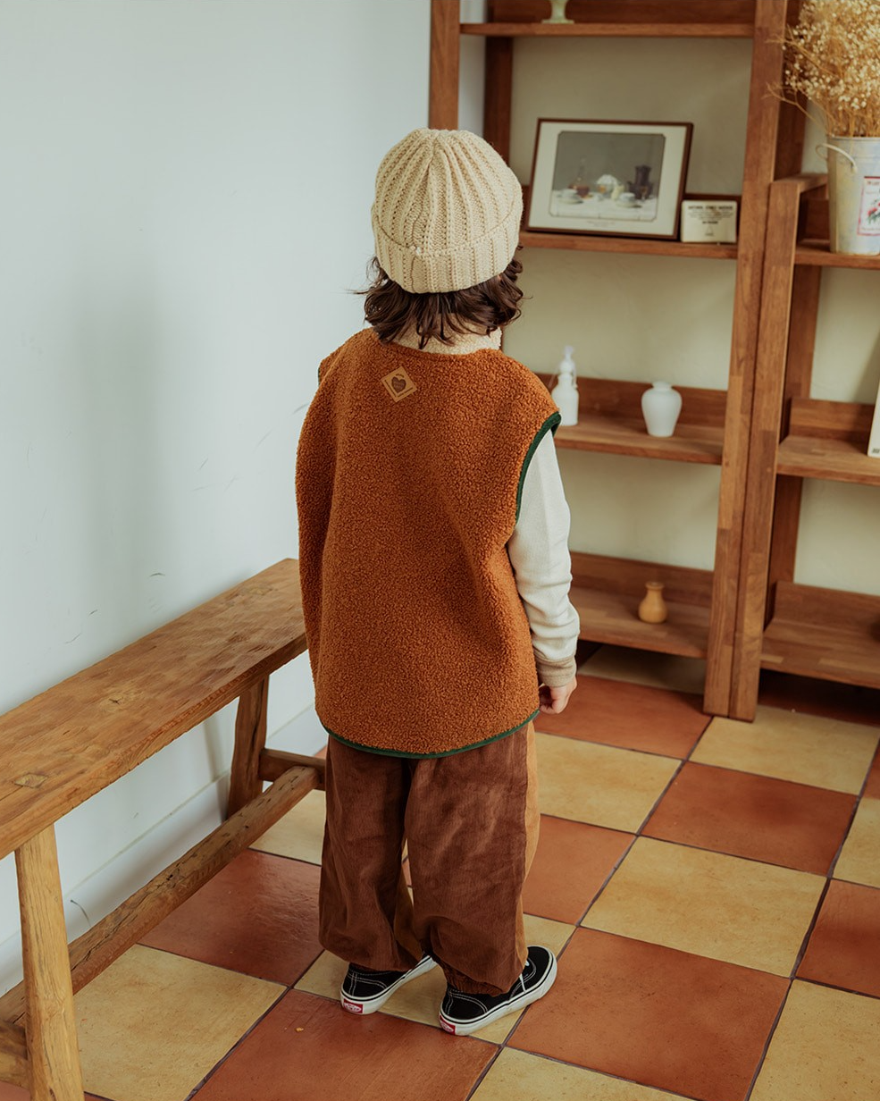 Beige Color Block Corduroy Jogger