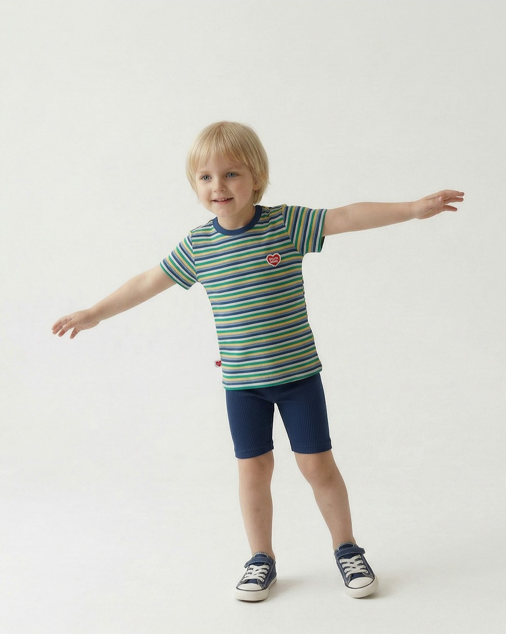 [SET] Blue Colorful Stripe Short One Mile