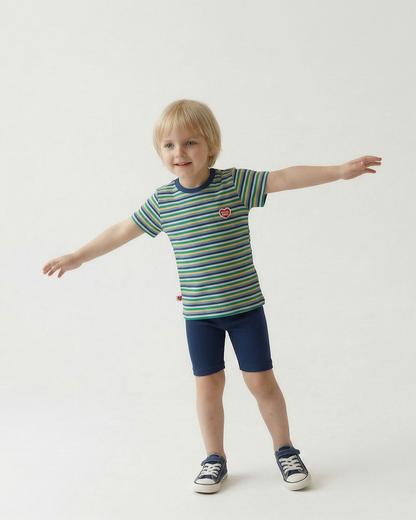[SET] Blue Colorful Stripe Short One Mile