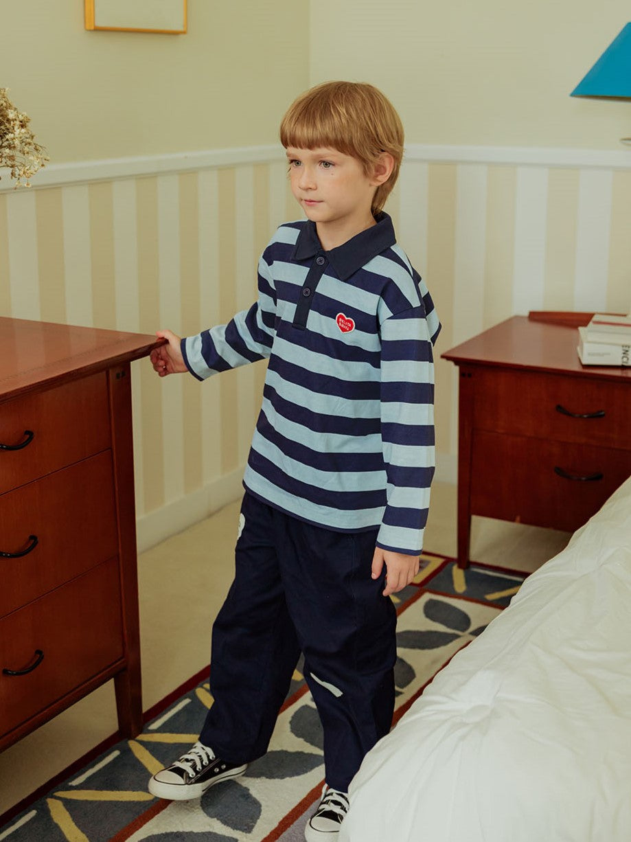 Navy BB Heart Stripe Rugby Shirt