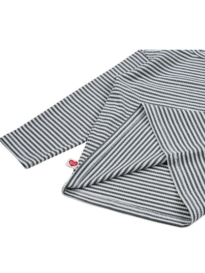 Grey BB Heart Stripe Rib Long Sleeve