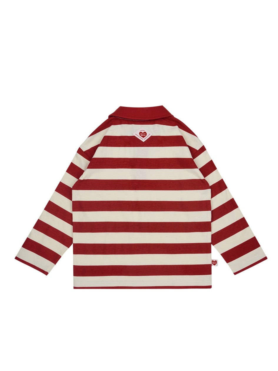 Red BB Heart Stripe Rugby Shirt
