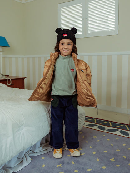 Green BB Heart Stripe High Neck Long Sleeve